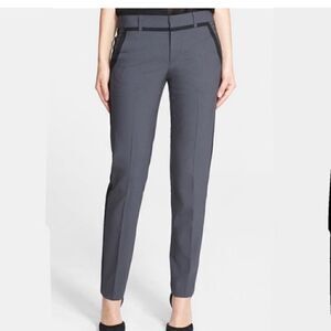 Vince Wool-Blend Tuxedo Fitted Striped Trouser - Gray & Black